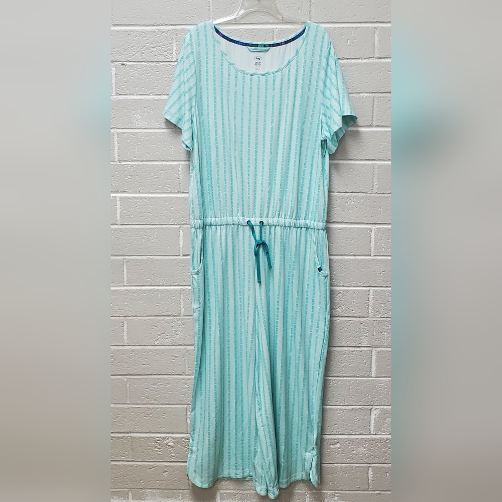 3/$20 Lug XL Striped Aqua Jumpsuit